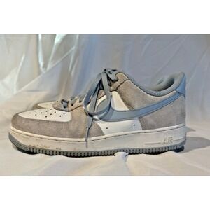 Nike Air Force 1‎ Low Gray Suede White Sneakers Men's Casual Shoes 11.5 Blue